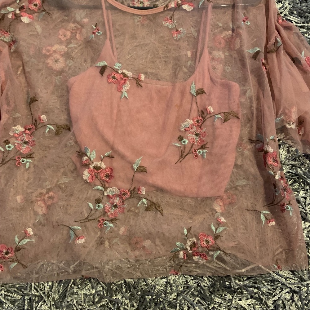 Blush colored blouse two pieces set